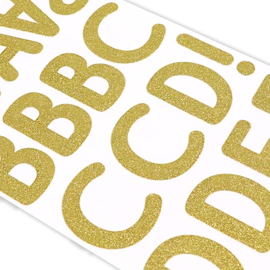 12 Pack: Gold Glitter Rounded Font Alphabet Stickers by Recollections™